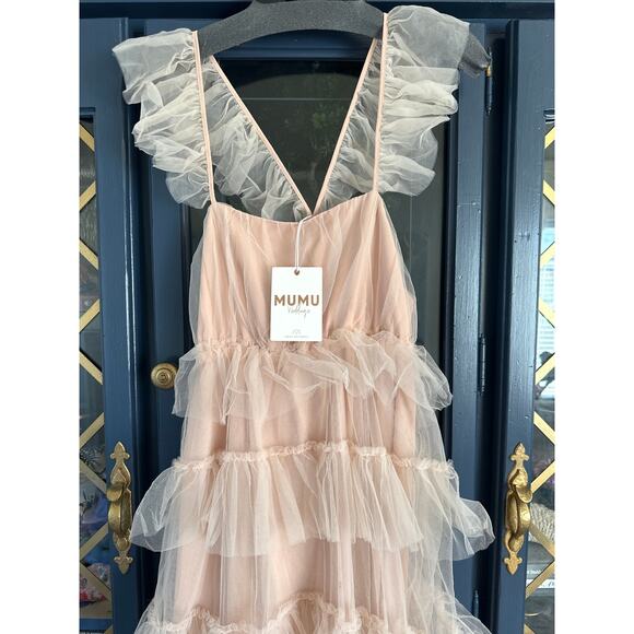 Show Me Your Mumu Fairy Tale Maxi Dress Tulle Dusty Blush SZ M NWT ($298 Retail) - Picture 5 of 10